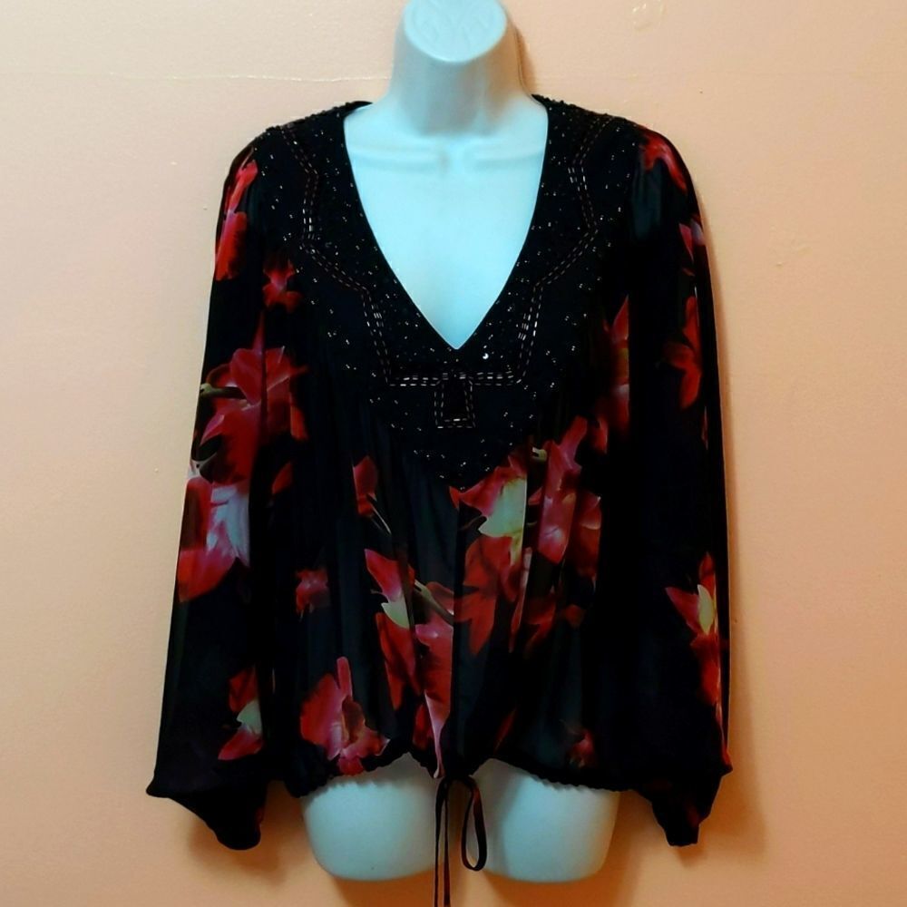American Glamour by Badgley Mischka dolman sleeves top M